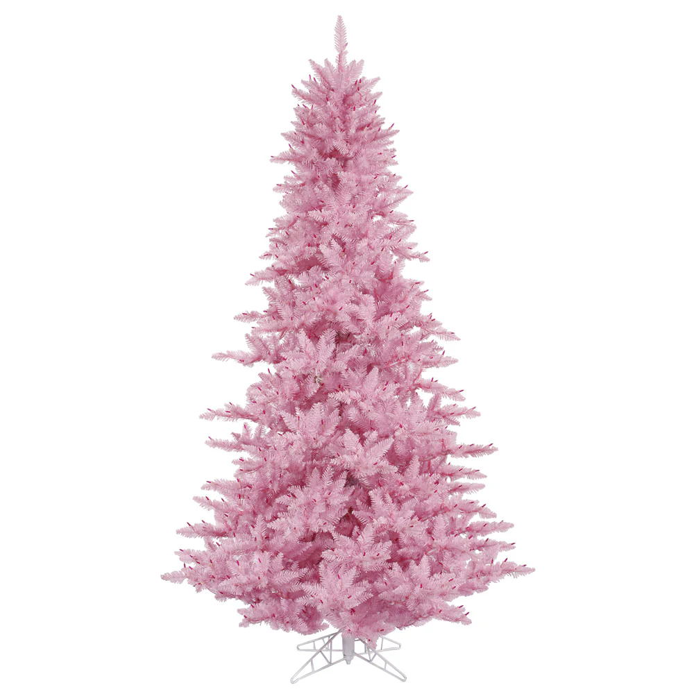 6'6"Hx46"W Fir Artificial Christmas Tree, Unlit -Pink