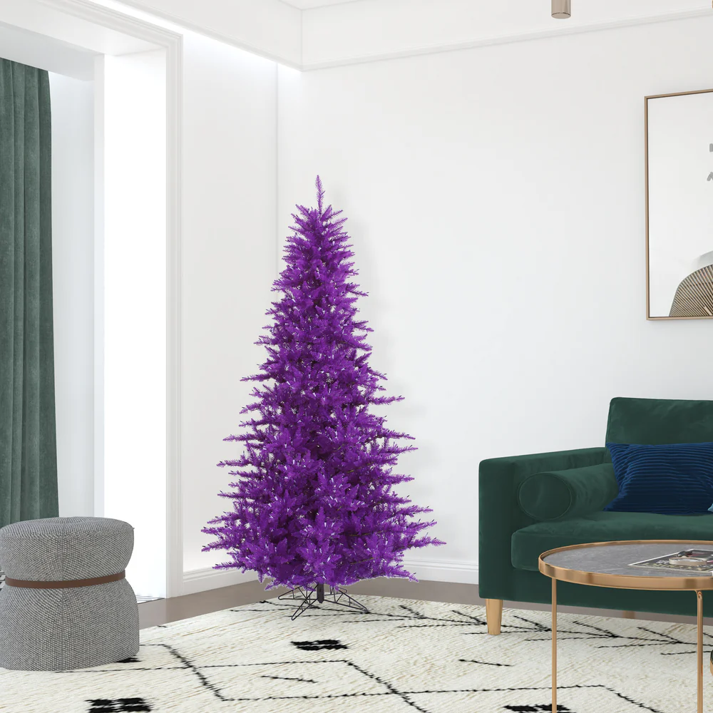 6'6"Hx46"W Fir Artificial Christmas Tree, Unlit -Purple - Image 4