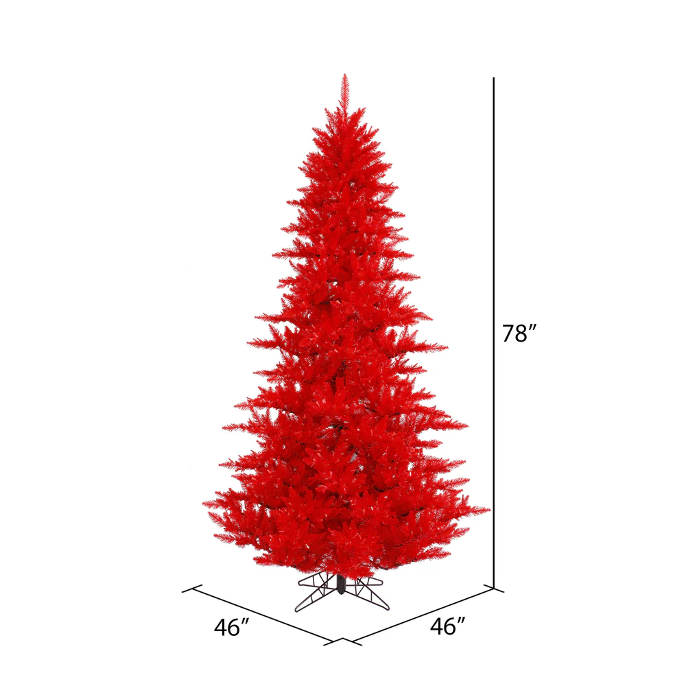 6'6"Hx46"W Fir Artificial Christmas Tree, Unlit -Red - Image 2