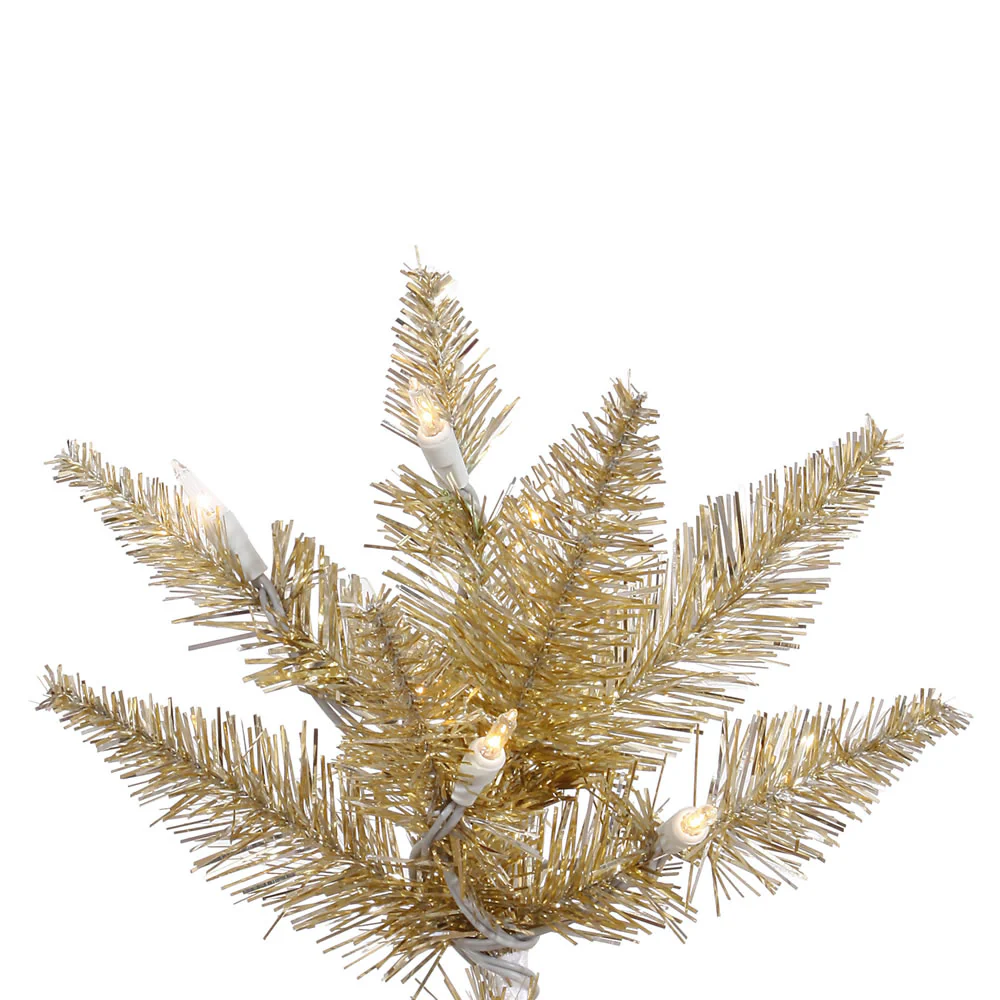6'6"Hx46"W Tinsel Fir Artificial Christmas Tree, LED Pre-Lit -Champagne - Image 2