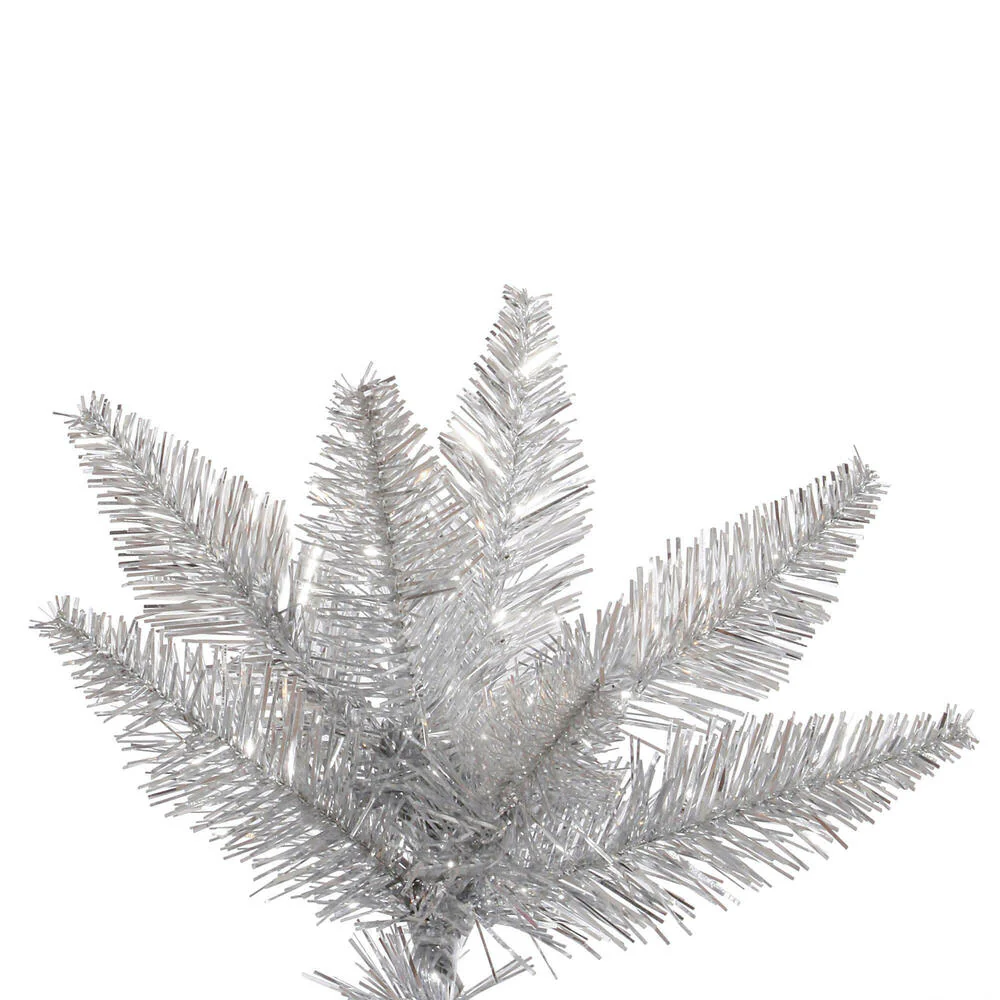 6'6"Hx46"W Tinsel Fir Artificial Christmas Tree, Unlit -Silver - Image 2