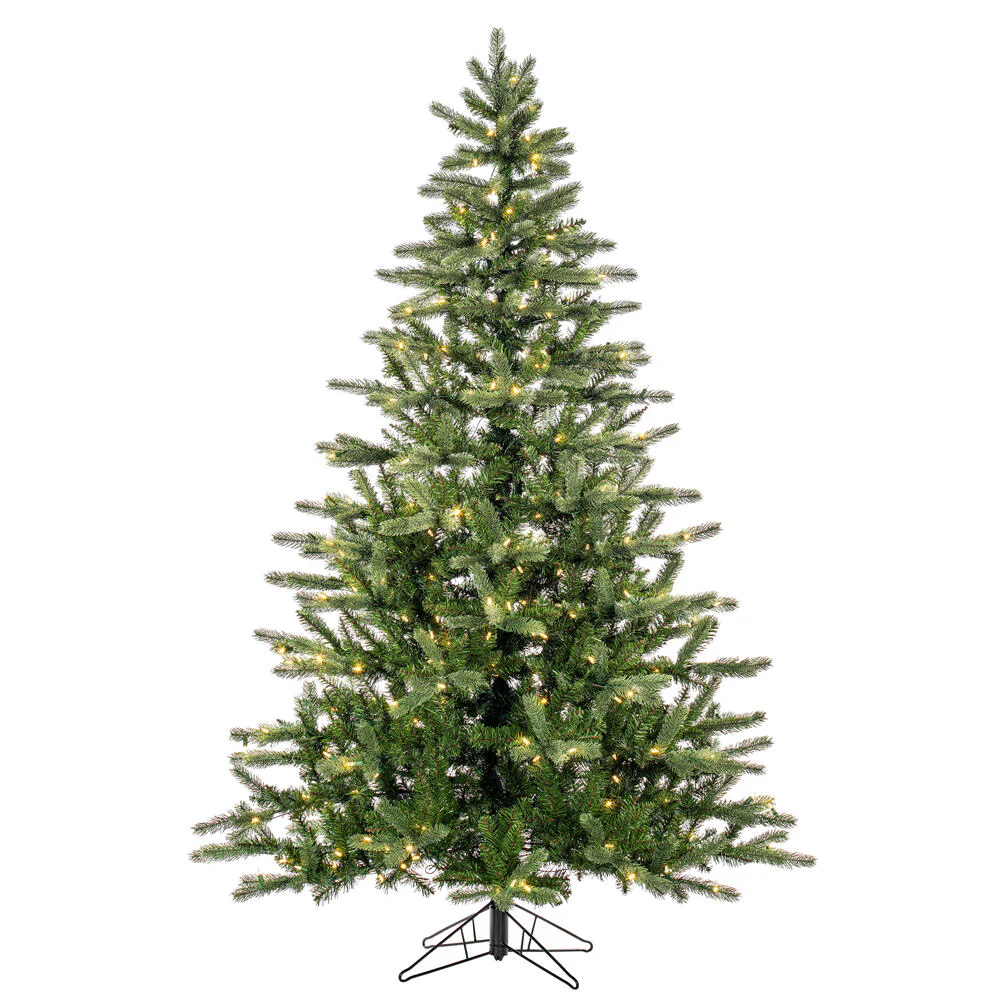 6'6"Hx47"W PE King Spruce Artificial Christmas Tree, LED Pre-Lit -Green