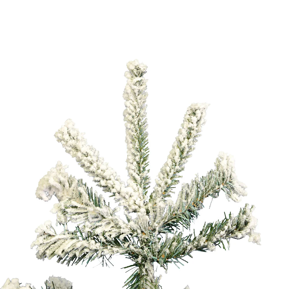 6'6"Hx48"W Flocked Sierra Artificial Christmas Tree, Unlit -White/Green - Image 2