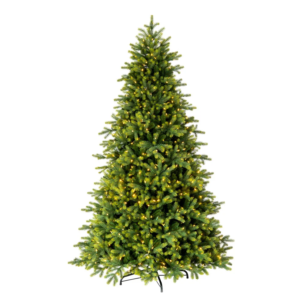 6'6"Hx48"W PE Jersey Fraser Artificial Christmas Tree, LED Pre-Lit -Green