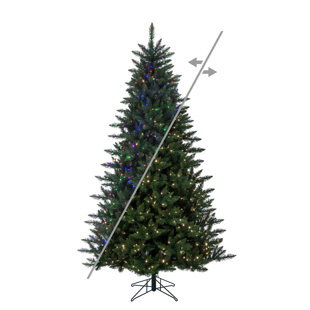 6'6"Hx49"W Camdon Fir Artificial Christmas Tree, Micro LED Pre-Lit (Multi-Mode) -Green