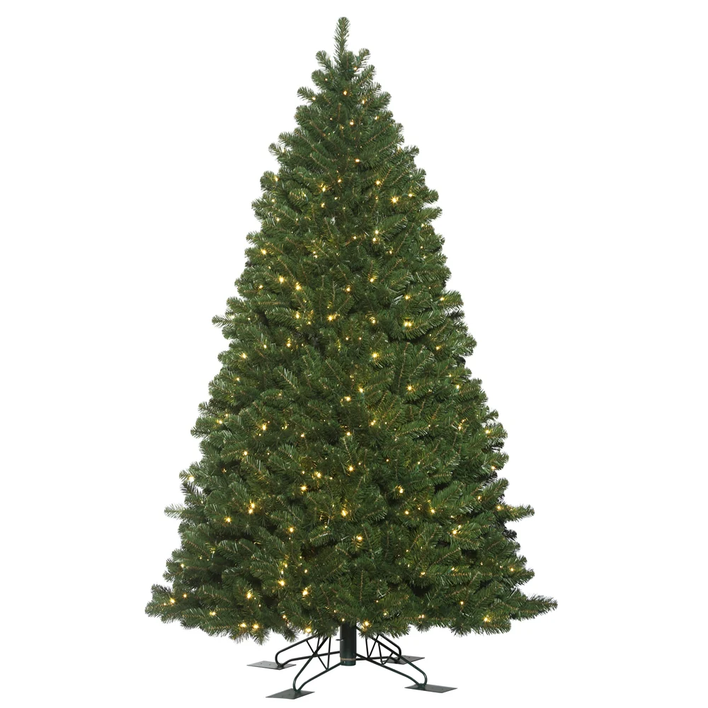 6'6"Hx50"W Outdoor UV-Resistant Oregon Fir Artificial Christmas Tree, LED Pre-Lit -Green