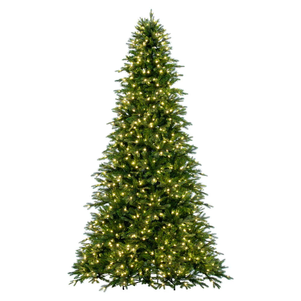 6'6"Hx50"W PE Douglas Fir Artificial Christmas Tree, LED Pre-Lit -Green