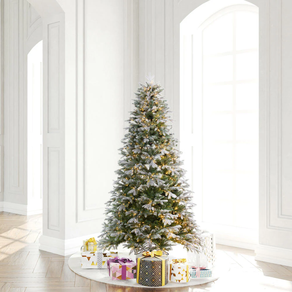 6'6"Hx50"W PE Frosted Douglas Fir Artificial Christmas Tree, Micro LED Pre-Lit -Green - Image 6