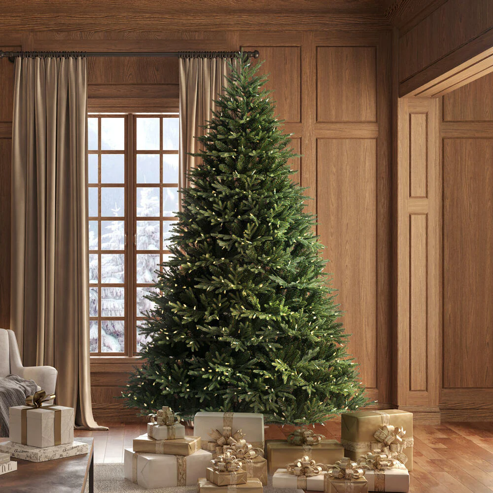 6'6"Hx52"W PE Tiffany Fraser Artificial Christmas Tree, RGB LED Pre-Lit (Multi-Mode) -Green - Image 8