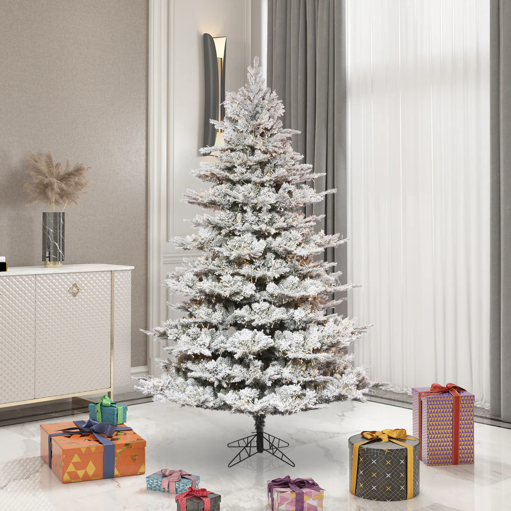 6'6"Hx54"W PE Flocked Kiana Artificial Christmas Tree, Micro LED Pre-Lit -White - Image 5