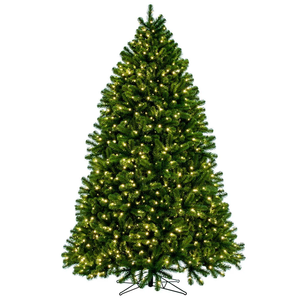 6'6"Hx55"W Deluxe Sequoia Pine Artificial Christmas Tree, LED Pre-Lit -Green