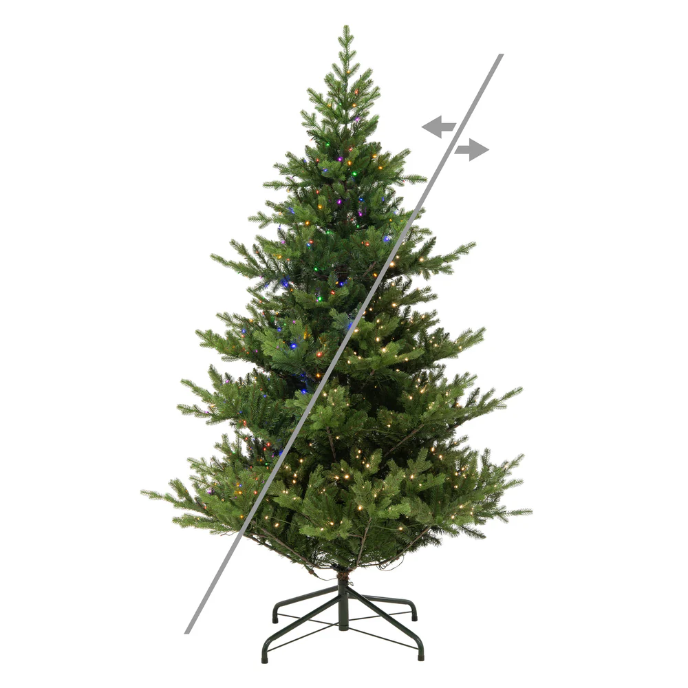 6'6"Hx60"W PE Norwegian Spruce Artificial Christmas Tree, LED Pre-Lit (Multi-Mode) -Green