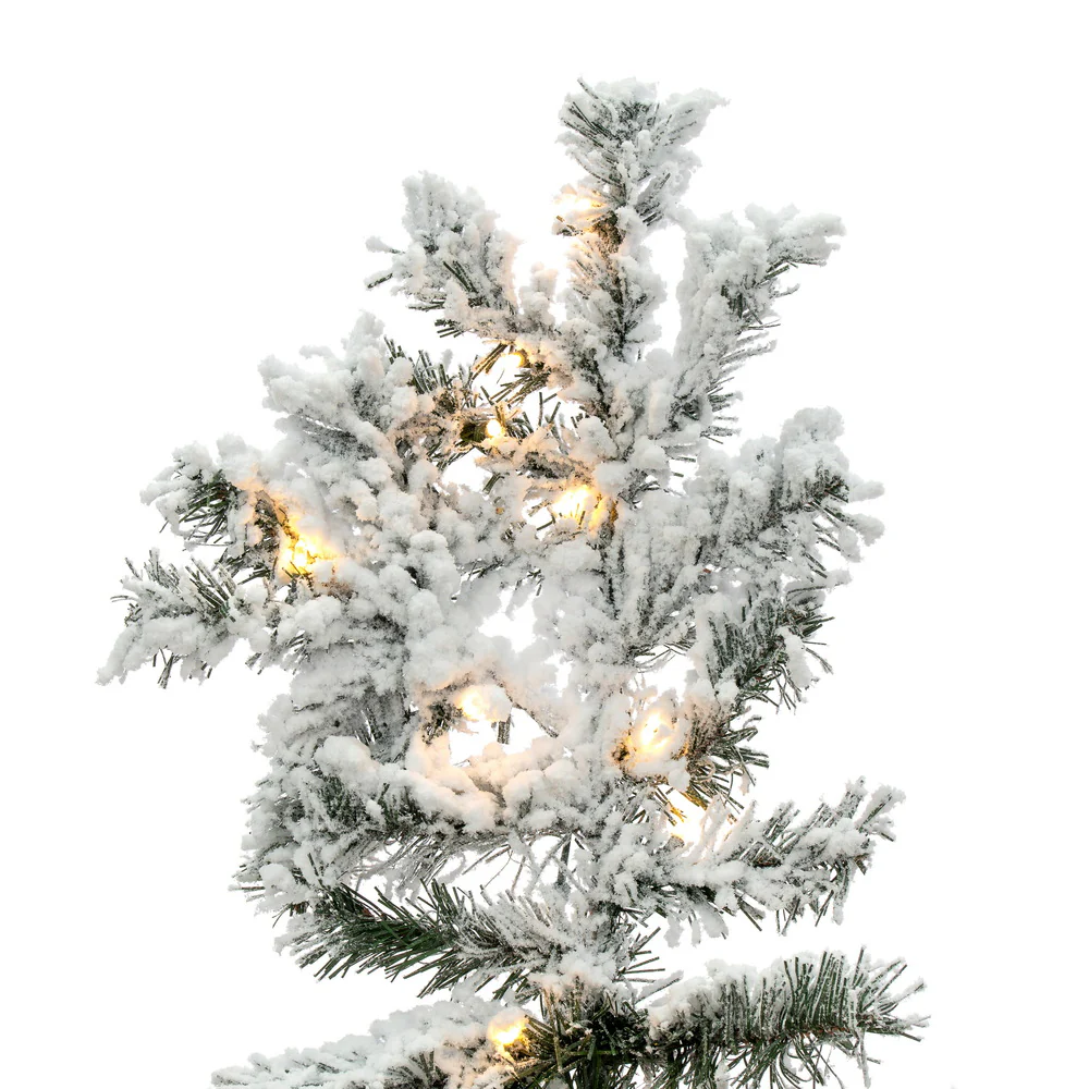 6'6"Hx62"W Flocked Alaskan Pine Artificial Christmas Tree, LED Pre-Lit -White - Image 2