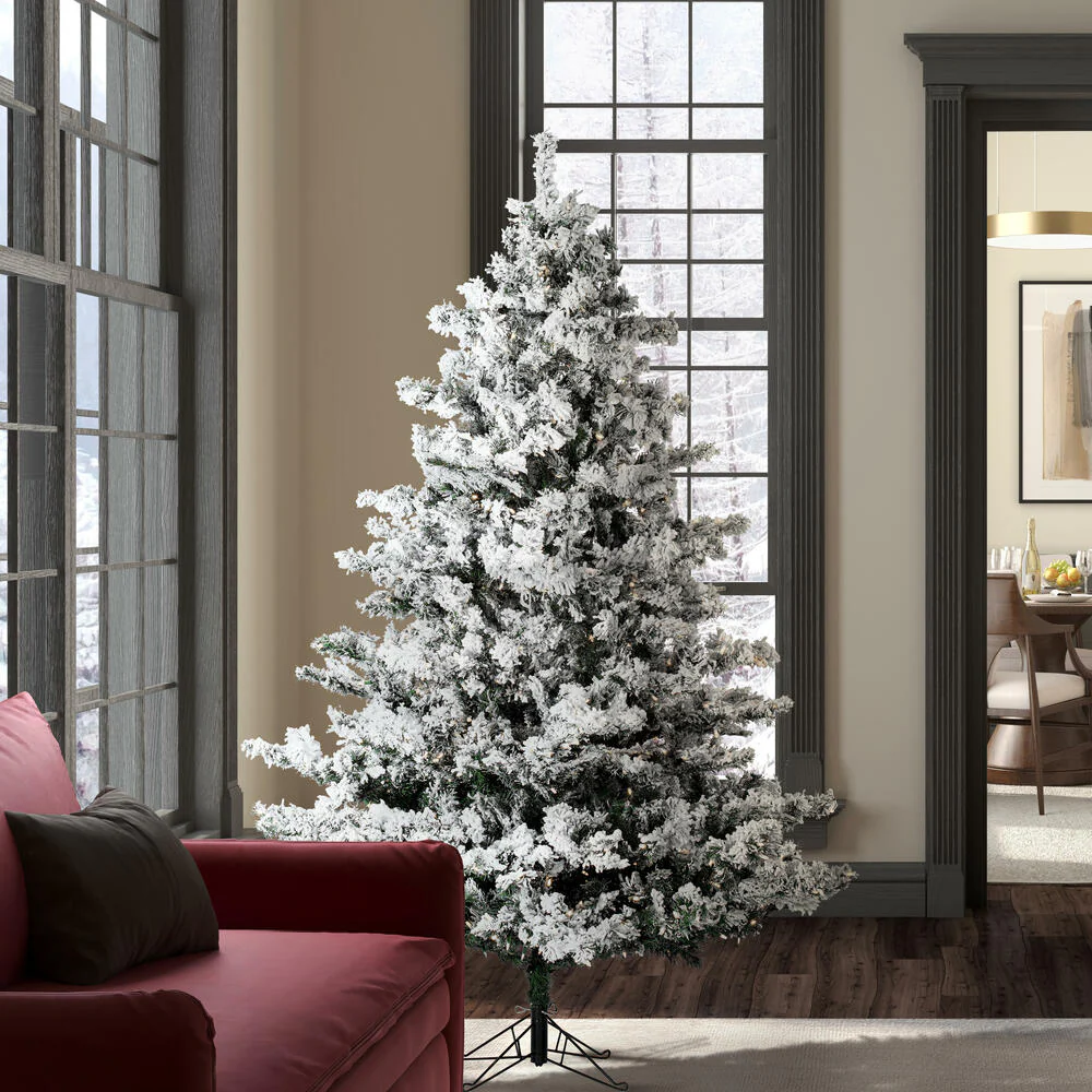 6'6"Hx62"W Flocked Alaskan Pine Artificial Christmas Tree, Unlit -White - Image 6