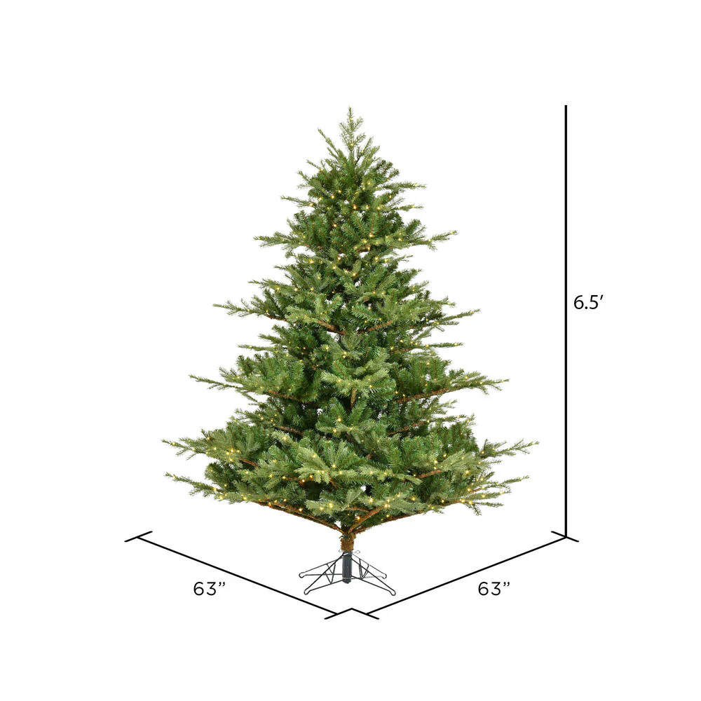 6'6"Hx63"W PE Sherwood Fir Artificial Christmas Tree, LED Pre-Lit -Green - Image 3