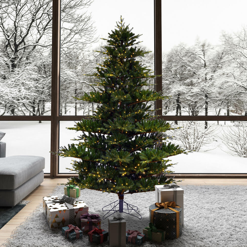 6'6"Hx63"W PE Sherwood Fir Artificial Christmas Tree, LED Pre-Lit -Green - Image 6