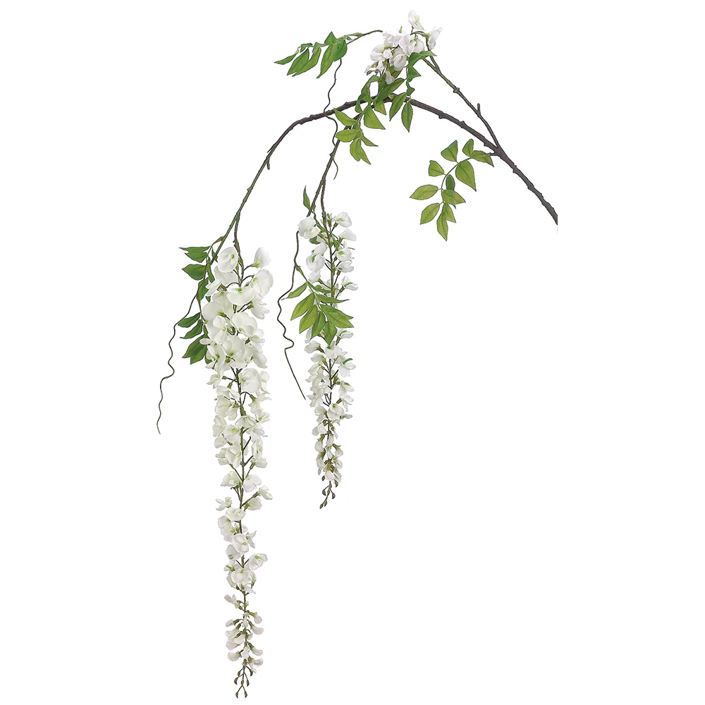 69" Silk Hanging Wisteria Flower Spray -White (Pack of 12)