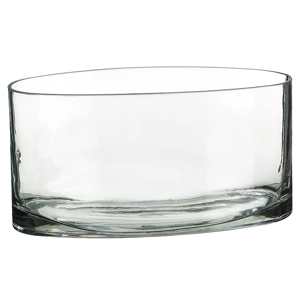 6"Hx11.75"W Oval Glass Vase -Clear (Pack of 2)