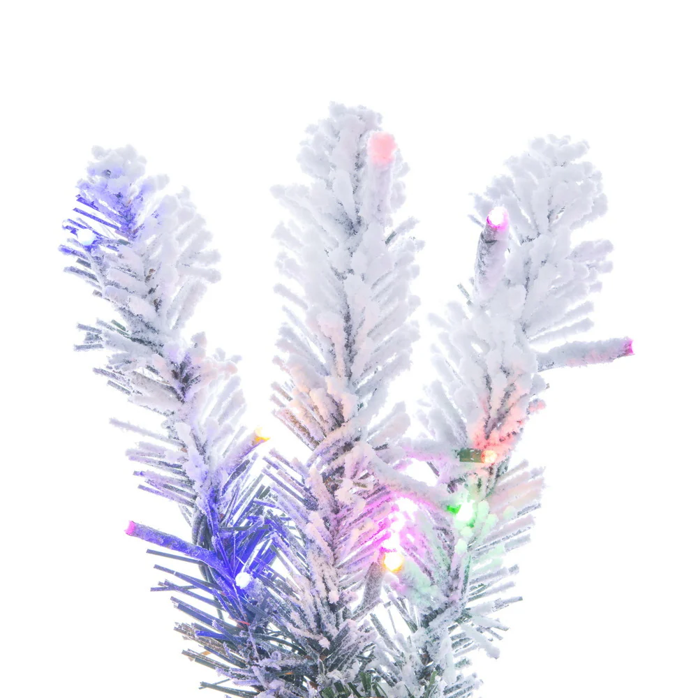 6'Hx19"W Snowy Flocked Alpine Artificial Christmas Tree, Micro LED Pre-Lit (Multi-Mode) -Green - Image 3