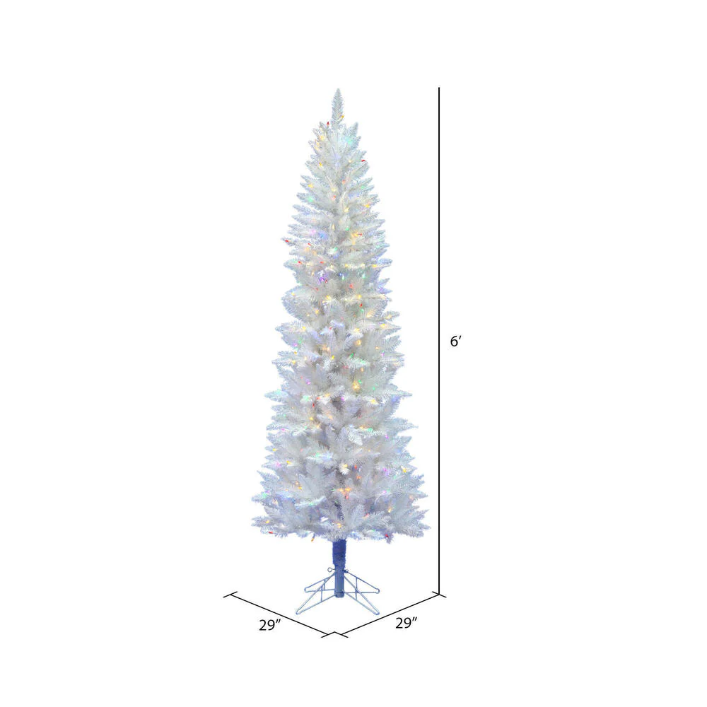 6'Hx29"W Pencil Sparkle White Spruce Artificial Christmas Tree, LED Pre-Lit (Multicolor) -White - Image 3