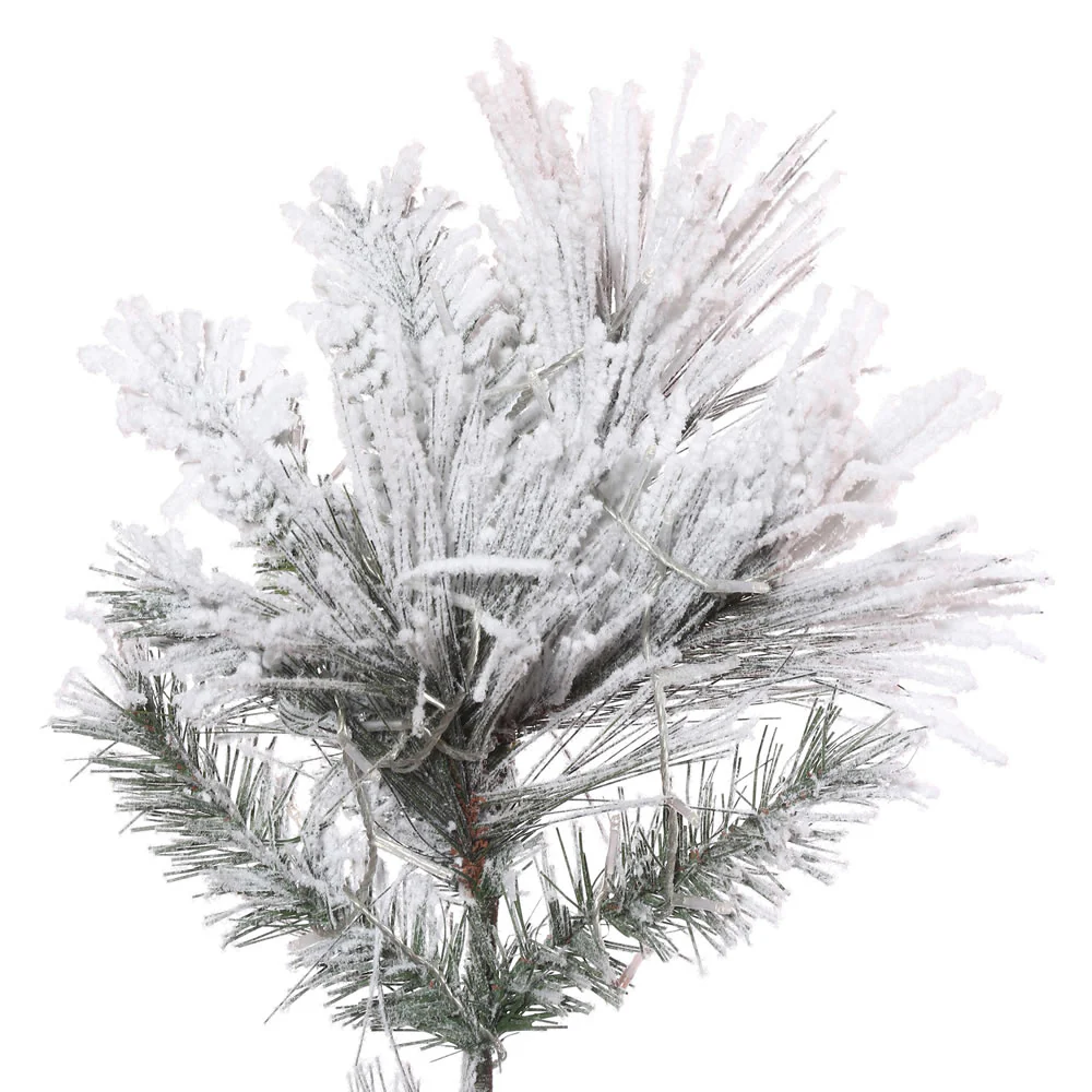 6'Hx30"W Flocked Pencil Atka Pine Artificial Christmas Tree, Unlit -White - Image 2