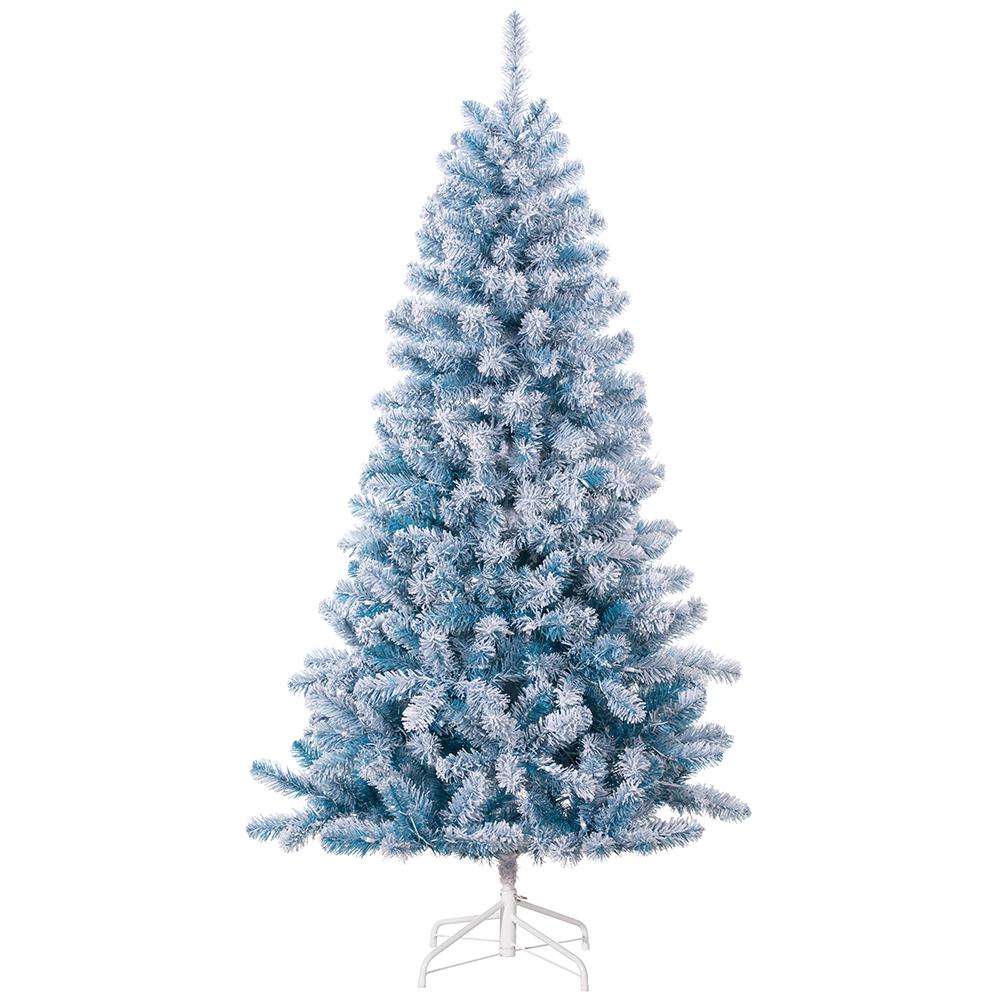 6'Hx30"W Frosted Skyline Pine Artificial Christmas Tree, LED Pre-Lit -Blue - Image 3