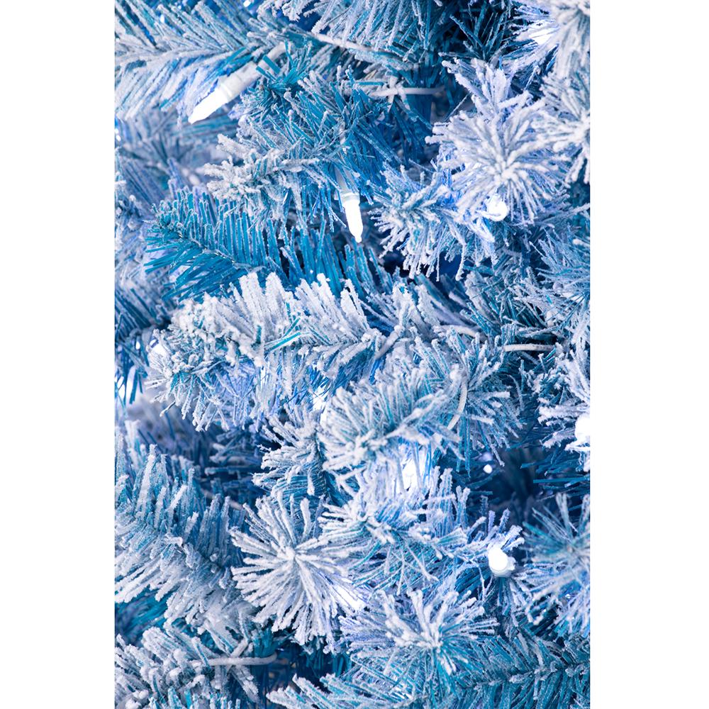 6'Hx30"W Frosted Skyline Pine Artificial Christmas Tree, LED Pre-Lit -Blue - Image 4