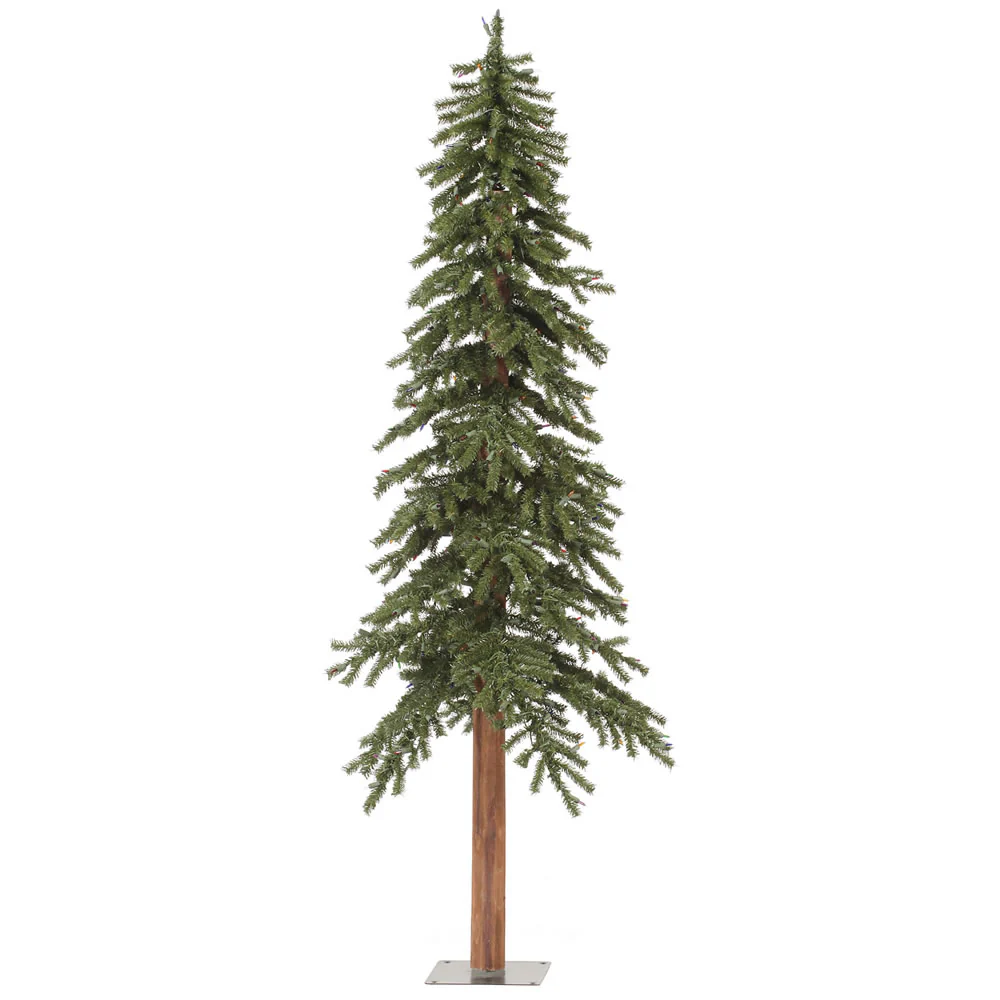 6'Hx33"W Natural Trunk Alpine Artificial Christmas Tree, Unlit -Green
