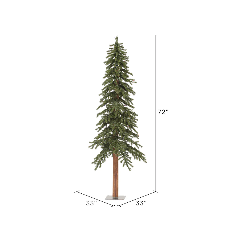 6'Hx33"W Natural Trunk Alpine Artificial Christmas Tree, Unlit -Green - Image 3