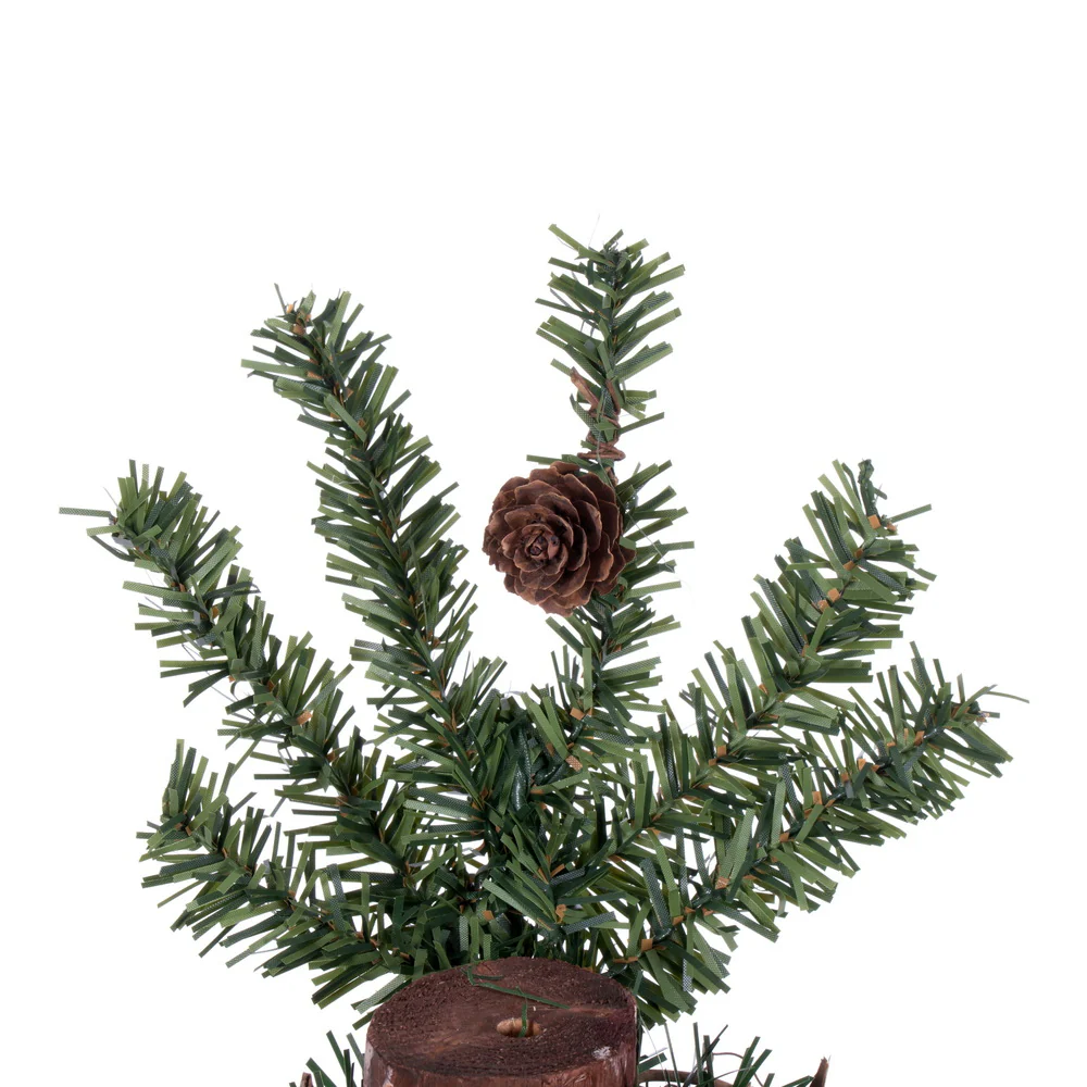 6'Hx33"W Natural Trunk Alpine Artificial Christmas Tree With Pinecone & Vines, Unlit -Green - Image 2