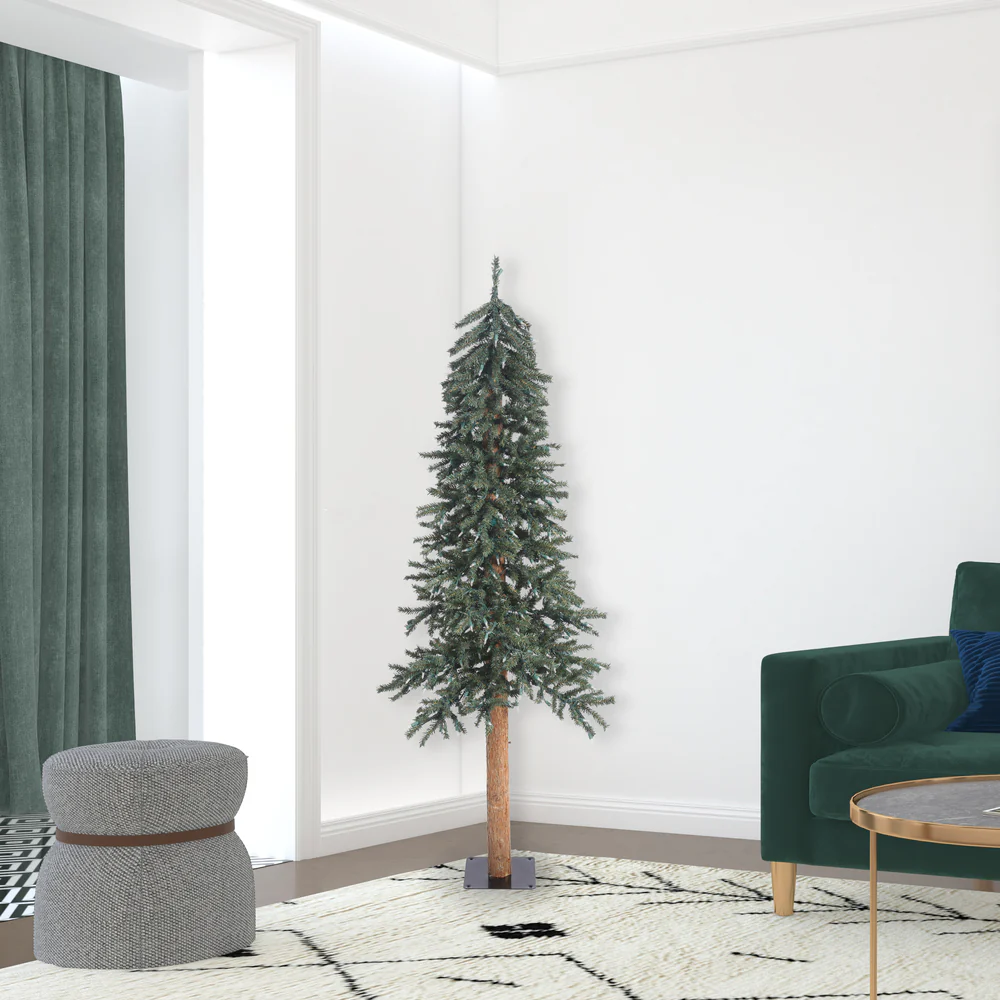 6'Hx33"W Natural Trunk With Bark Alpine Artificial Christmas Tree, Unlit -Green - Image 4