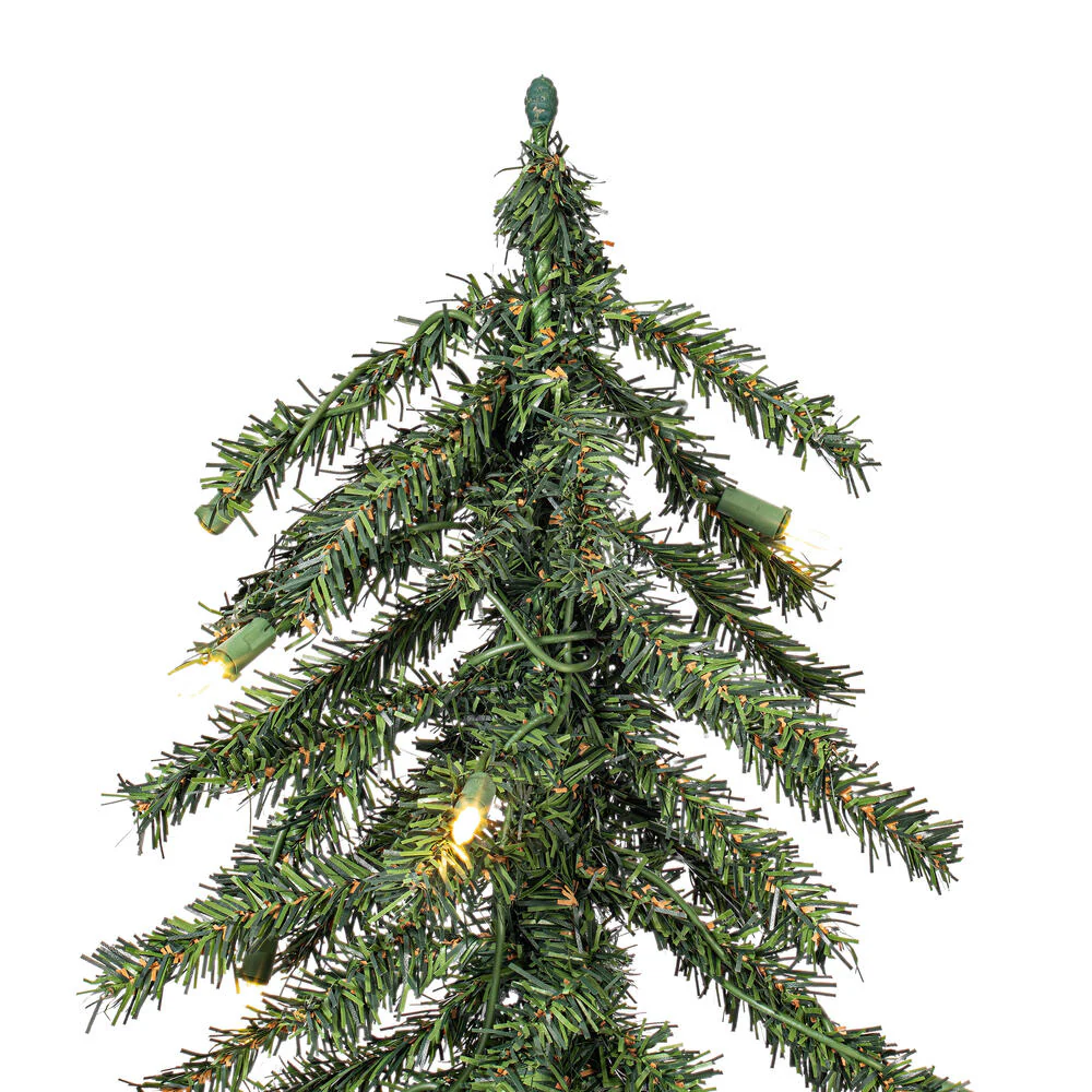 6'Hx33"W Set Of Natural Trunk Alpine Artificial Christmas Trees, LED Pre-Lit -Green - Image 2