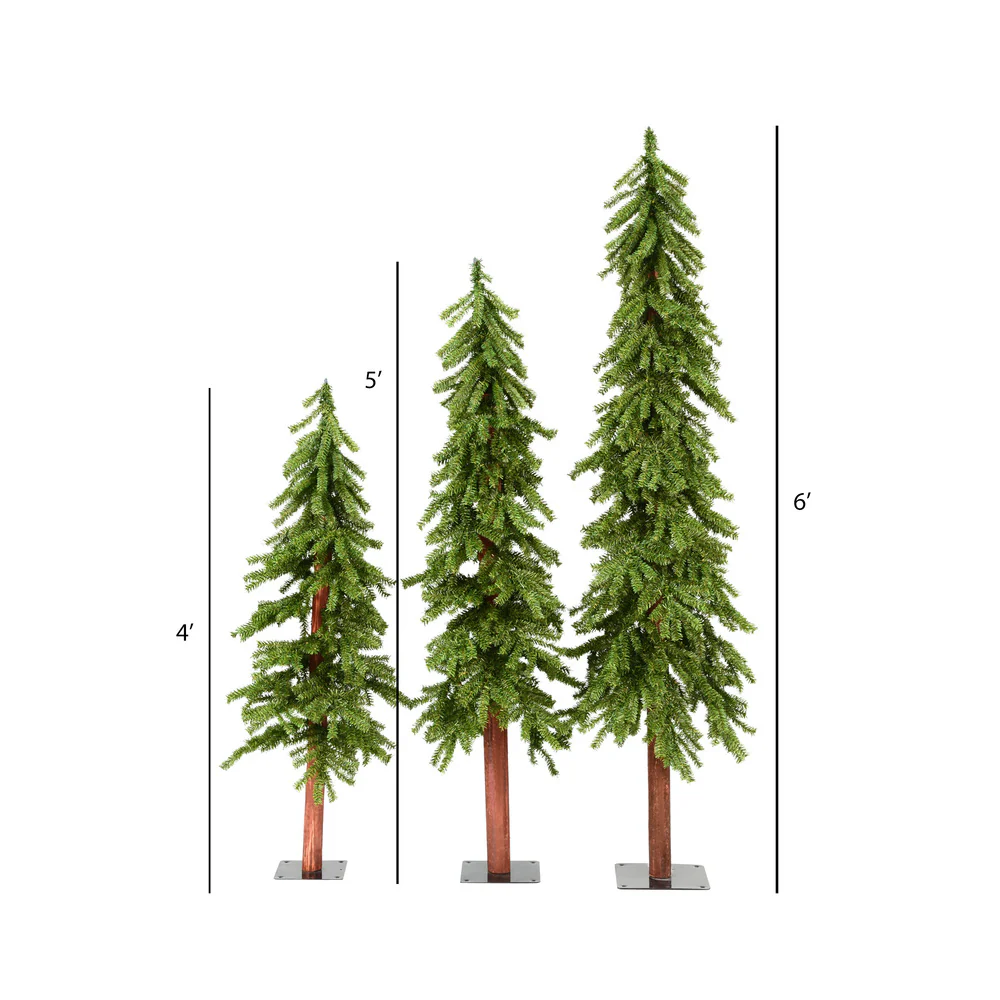 6'Hx33"W Set Of Natural Trunk Alpine Artificial Christmas Trees, Unlit -Green - Image 3