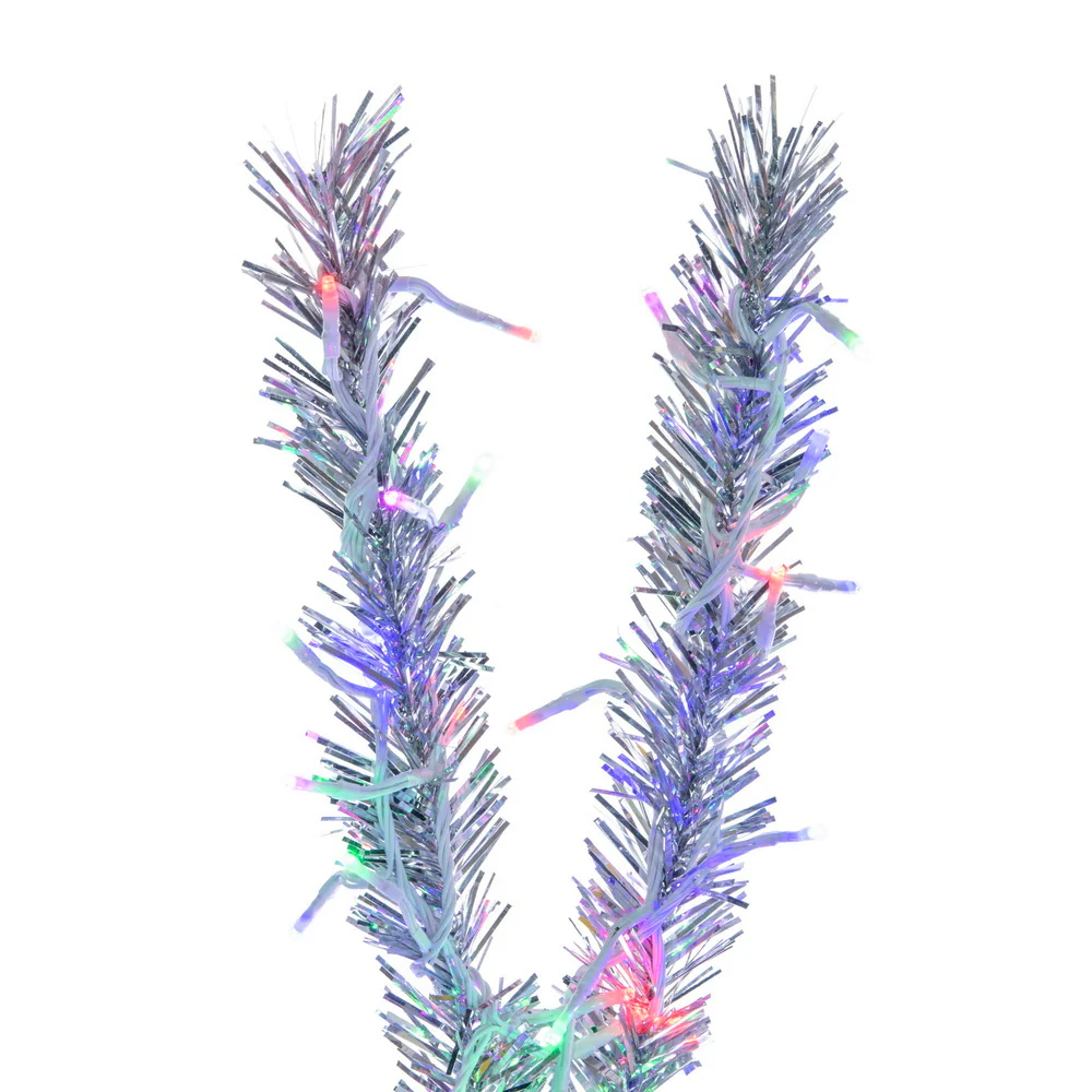 6'Hx43"W Vintage Aluminum Pine Artificial Christmas Tree, Micro LED Pre-Lit (Multi-Mode) -Silver - Image 3