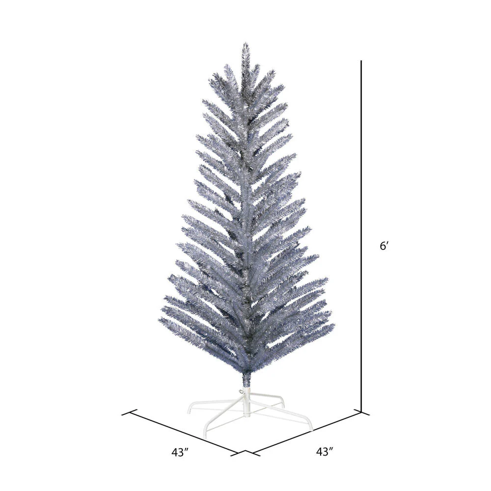 6'Hx43"W Vintage Aluminum Pine Artificial Christmas Tree, Unlit -Silver - Image 3