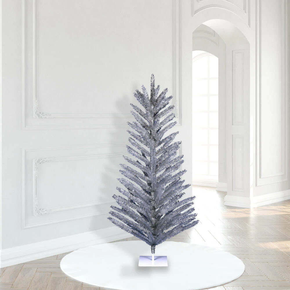 6'Hx43"W Vintage Aluminum Pine Artificial Christmas Tree, Unlit -Silver - Image 4