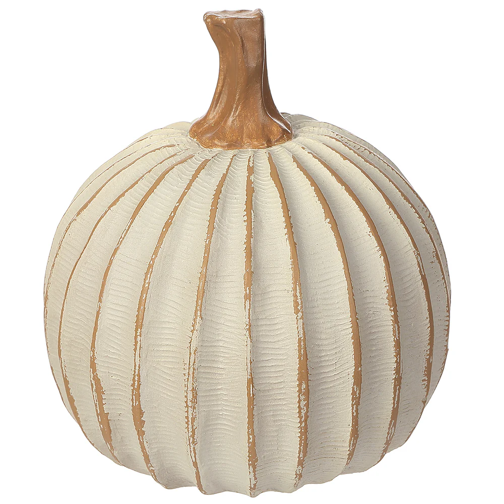 6"Hx5.7"W Artificial Ribbed Pumpkin -Whitewashed (Pack of 6)