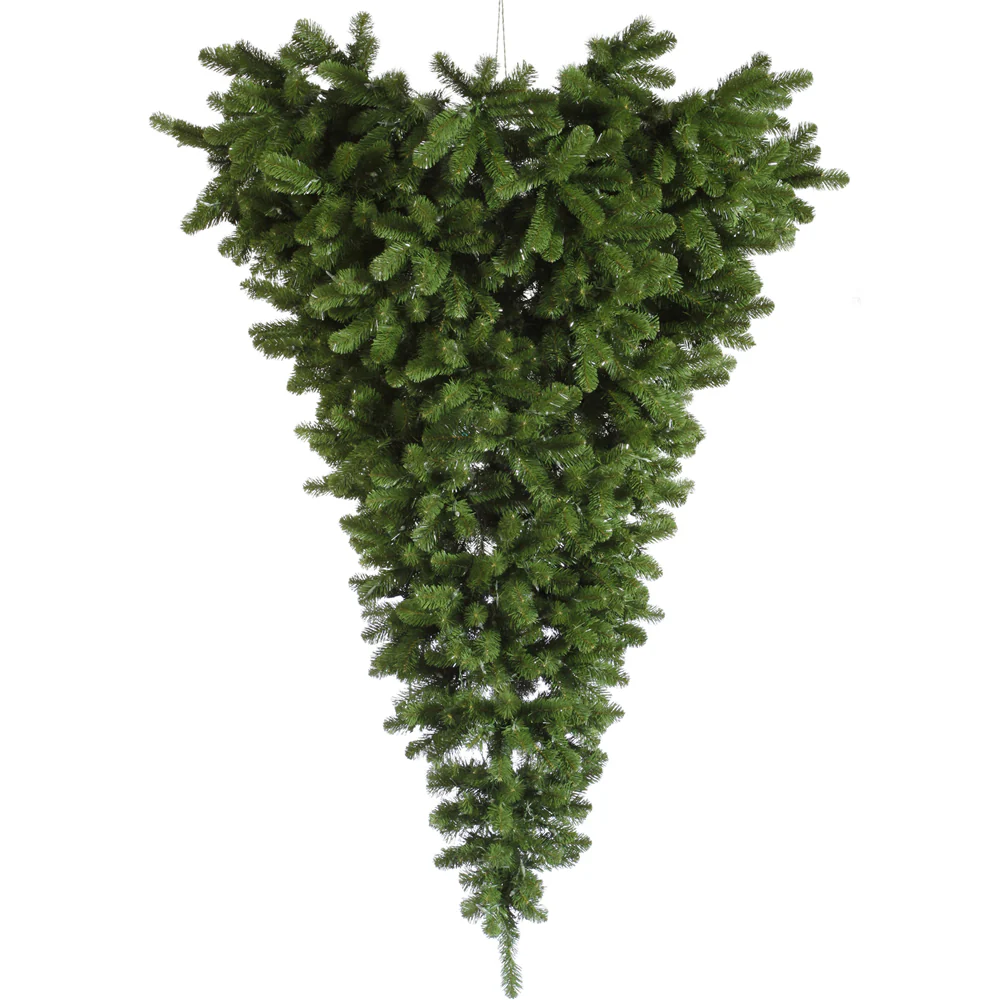 6'Hx61"W Hanging Upside-Down American Pine Artificial Christmas Tree, Unlit -Green