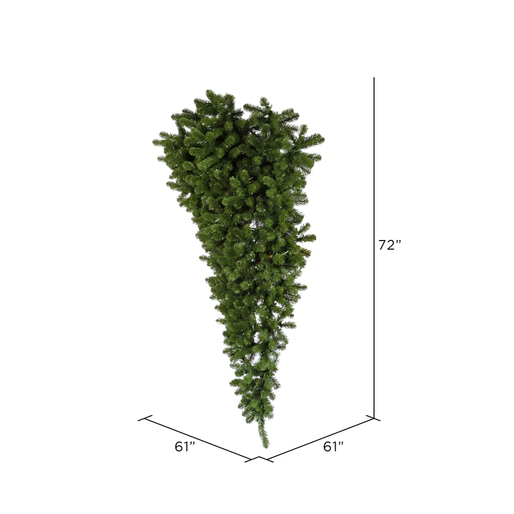 6'Hx61"W Hanging Upside-Down American Pine Artificial Christmas Tree, Unlit -Green - Image 2