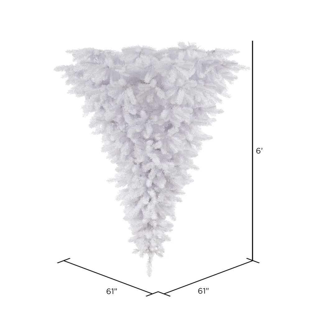6'Hx61"W Hanging Upside-Down American Pine Artificial Christmas Tree, Unlit -White - Image 2