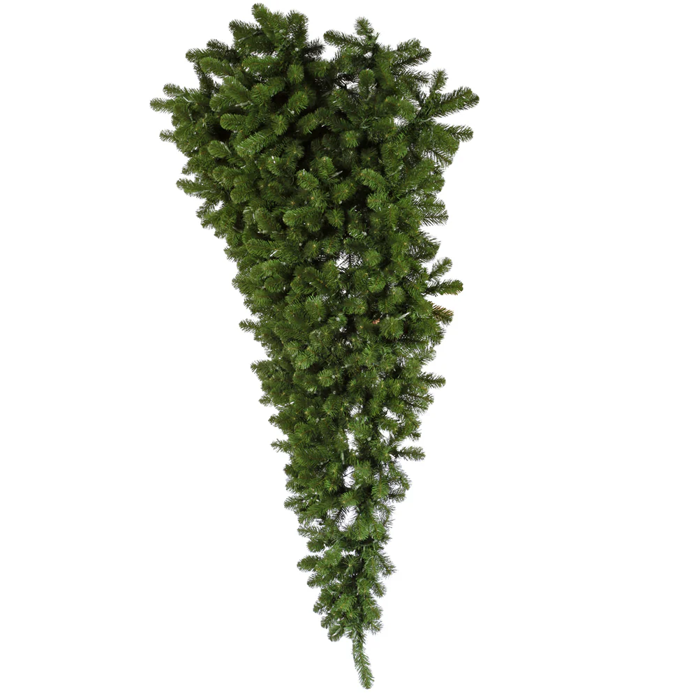 6'Hx61"W Hanging Upside-Down Half-Tree/Wall American Pine Artificial Christmas Tree, Unlit -Green
