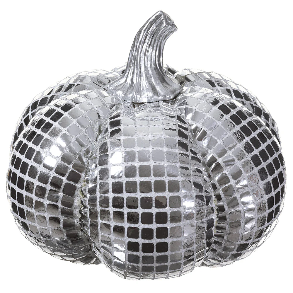 6"Hx7"W Artificial Pumpkin -Silver (Pack of 18)