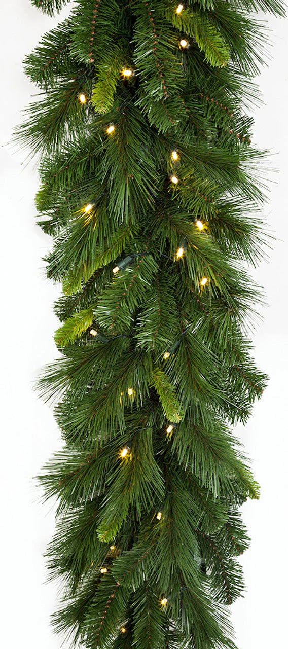 6'Lx12"W Artisan Mixed Pine Artificial Garland, Battery LED Pre-Lit -Green (Pack of 2) - Image 2