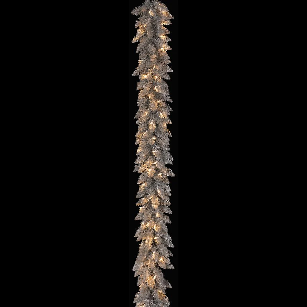 6'Lx12"W Tinsel Artificial Garland, LED Pre-Lit -Champagne (Pack of 12) - Image 2