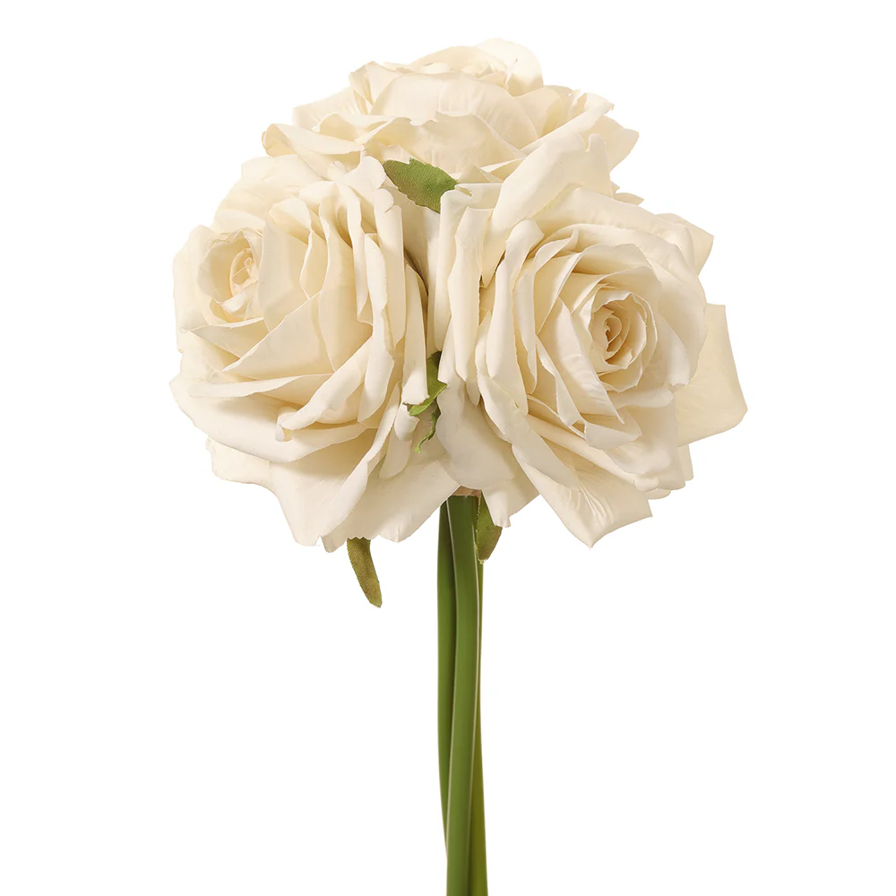 7.5" Rose Silk Flower Stem Bundle -Ivory (Pack of 12)