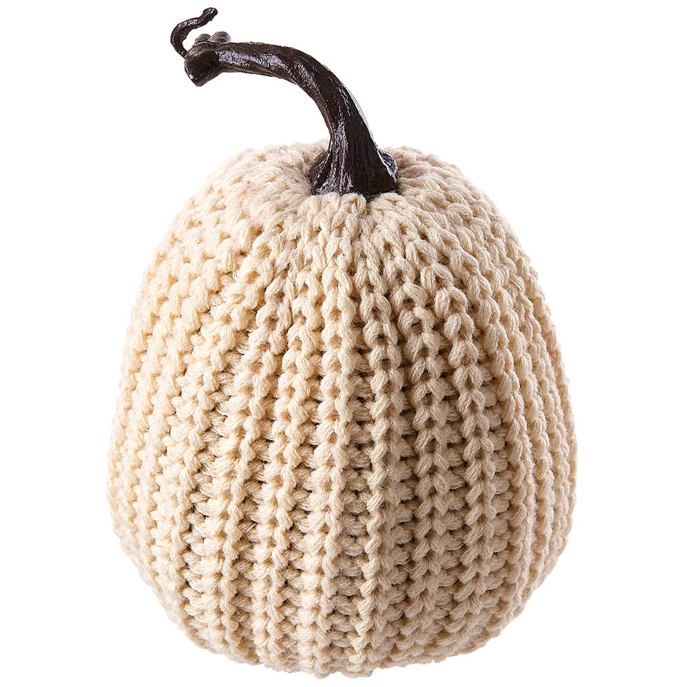 7.5"Hx5.1"W Artificial Knitted Pumpkin -Cream (Pack of 2)