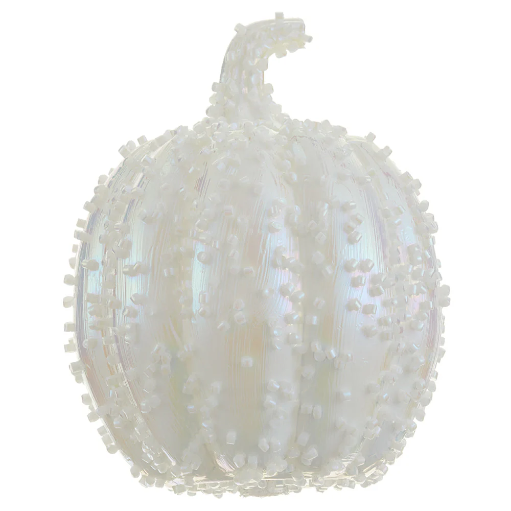 7.5"Hx5.5"W Artificial Pumpkin -White/Iridescent (Pack of 6)