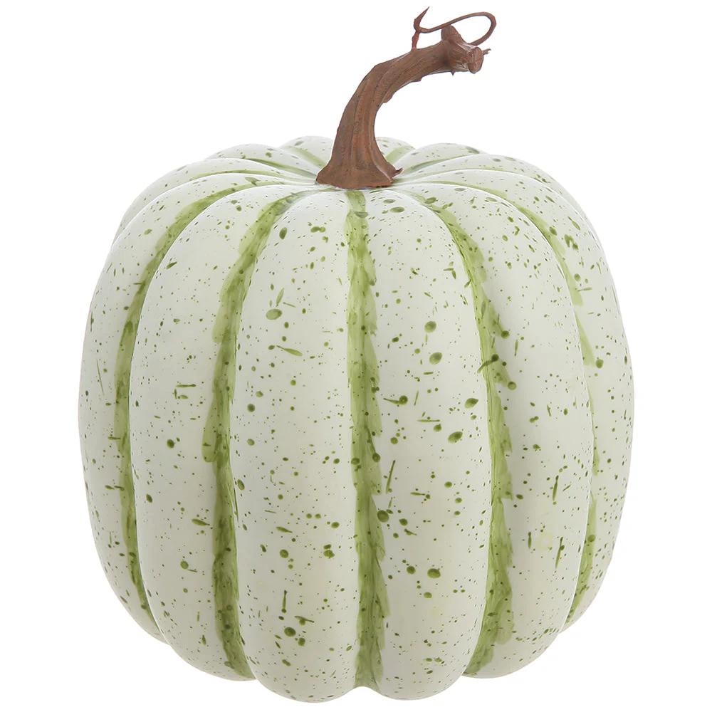 7.5"Hx6.5"W Artificial Pumpkin -Cream/Green (Pack of 6)