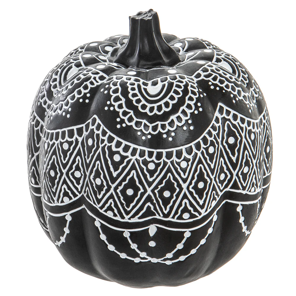 7.5"Hx7"W Halloween Pumpkin -Black/White (Pack of 4)