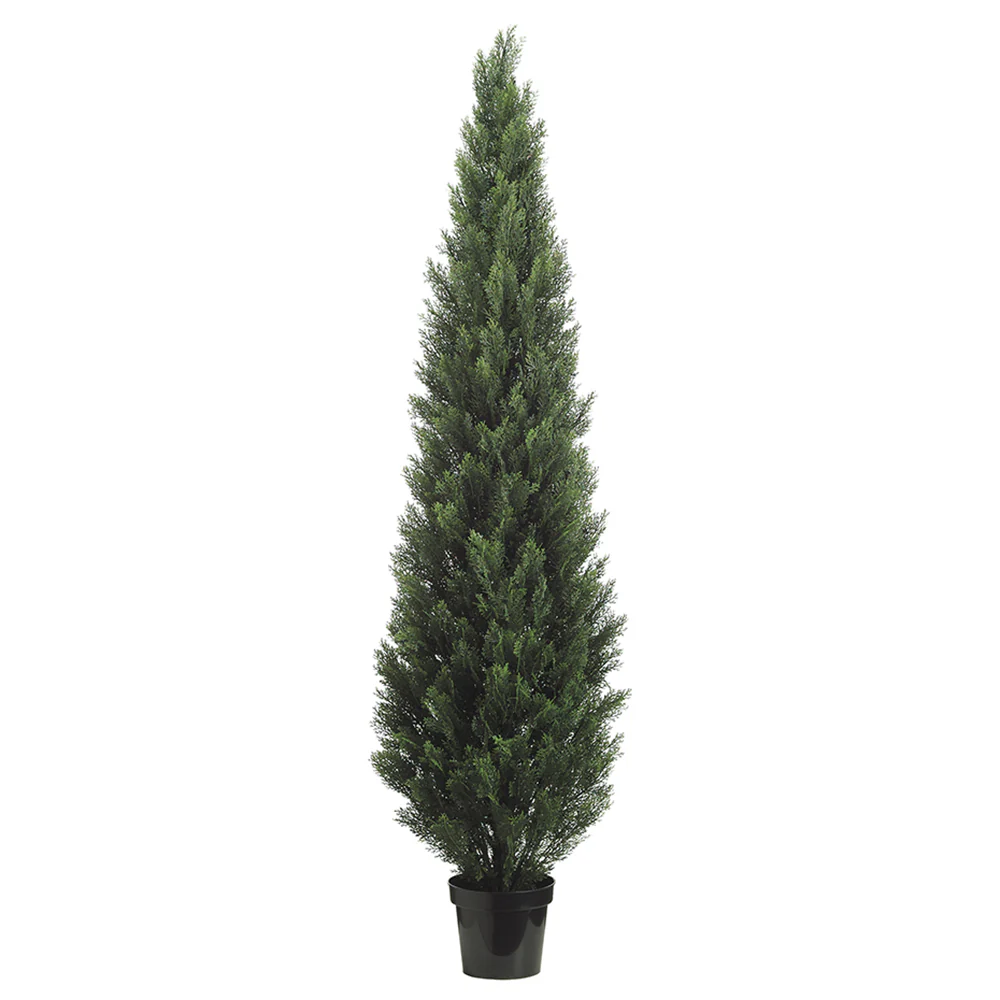 7' Cedar Cone-Shaped Artificial Topiary Tree w/Pot -Green